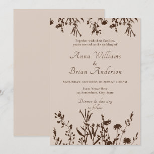 Rustic Wildflowers Fall Meadow Floral Wedding Invitation