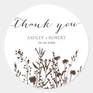 Rustic Wildflowers Fall Meadow Wedding Favour Classic Round Sticker