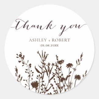 Rustic Wildflowers Fall Meadow Wedding Favour Classic Round Sticker