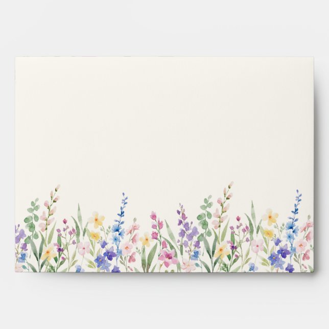 Rustic Wildflowers Floral Wedding  Envelope (Front)