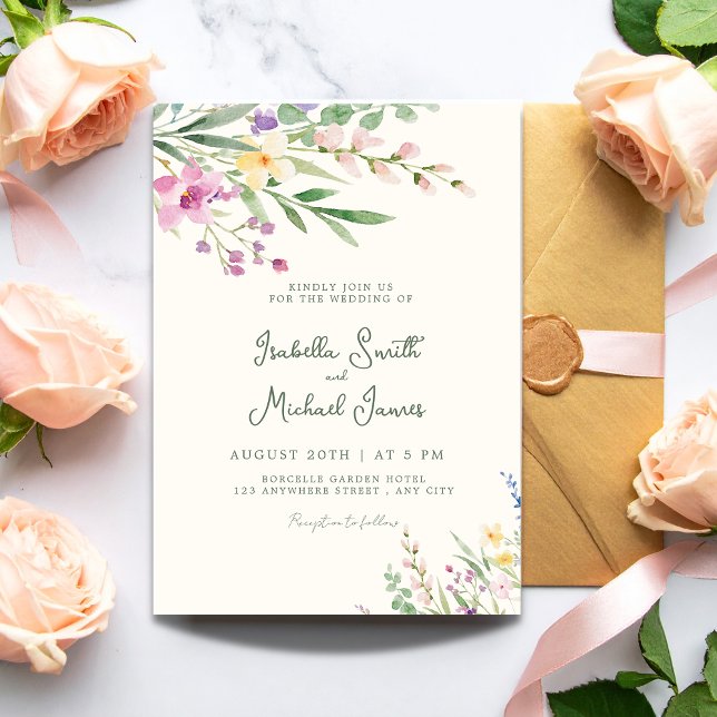 Rustic Wildflowers Floral Wedding Invitation (Creator Uploaded)