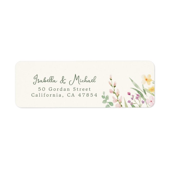 Rustic Wildflowers Floral Wedding Return Address (Front)