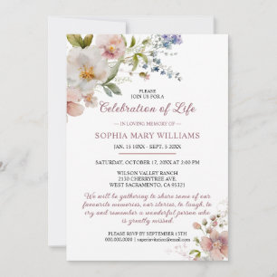 Rustic Wildflowers Funeral Celebration of Life Invitation