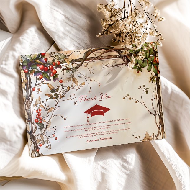 Rustic Wildflowers Graduation Party Thank You Card (Creator Uploaded)