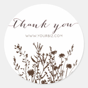 Rustic Wildflowers Herb Earthy Floral Thank You Classic Round Sticker