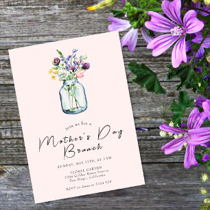 Rustic Wildflowers Mason Jar Mother’s Day Brunch  Invitation