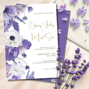 Rustic Wildflowers Mauve Purple Wedding Invitation