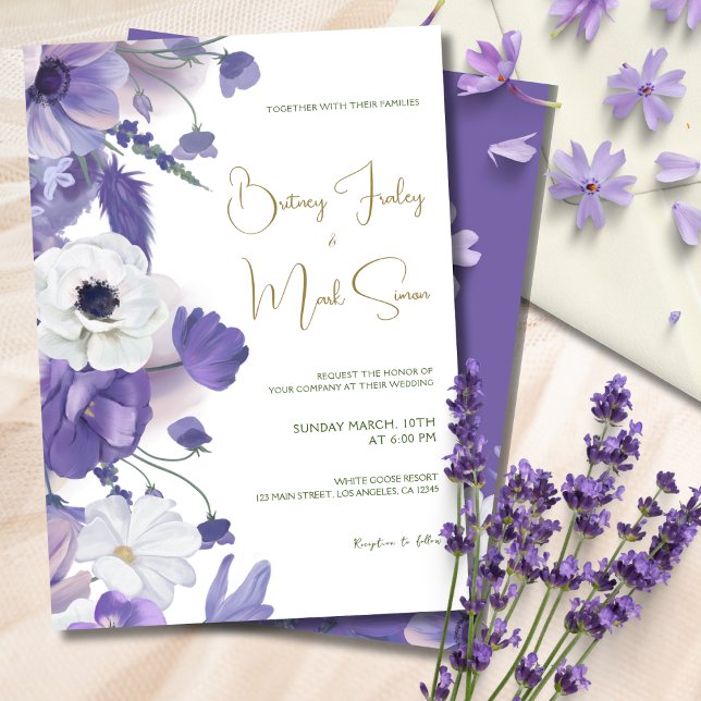 Rustic Wildflowers Mauve Purple Wedding Invitation (Creator Uploaded)