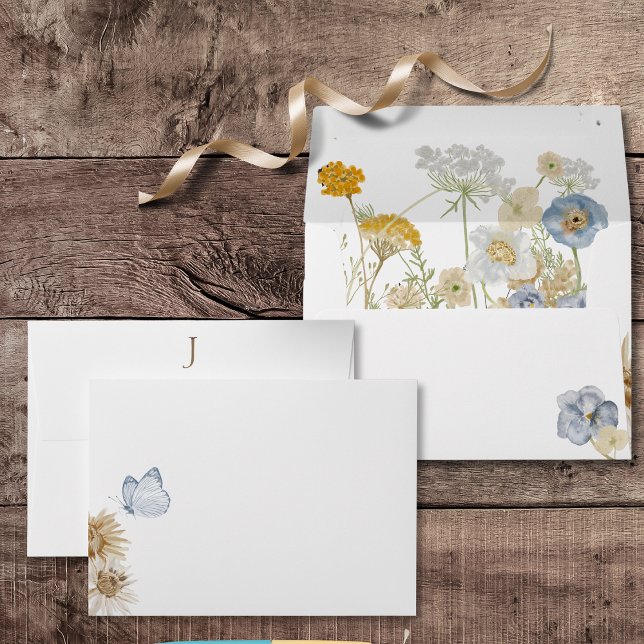 Rustic Wildflowers Monogram Wedding Envelope (Rustic Wildflowers Monogram Wedding Invitation Envelope)
