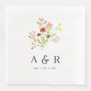 Rustic Wildflowers Monogram Wedding Napkin