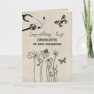 Rustic Wildflowers Nurse Congratulation Graduation Card