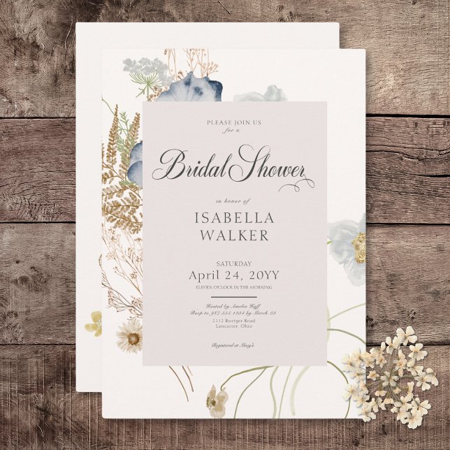 Rustic Wildflowers on Cream Bridal Shower Invitation (Rustic Wildflowers on Cream Bridal Shower Invitation)