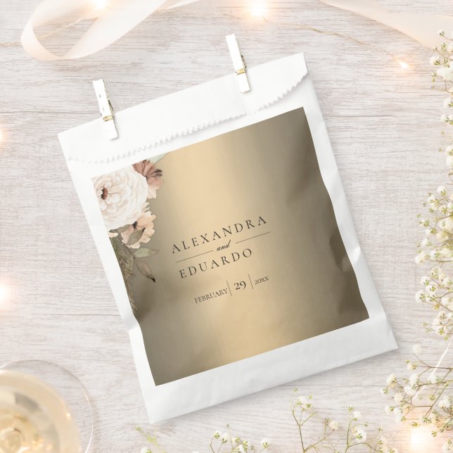 Rustic Wildflowers on Elegant Gold  Favour Bags (Clipped)