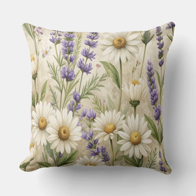 Rustic Wildflowers Pillow & Mug - Lavender Sage Fl (Front)