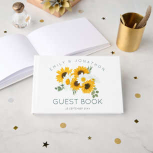 Rustic Wildflowers Sunflowers Wedding Guest Book