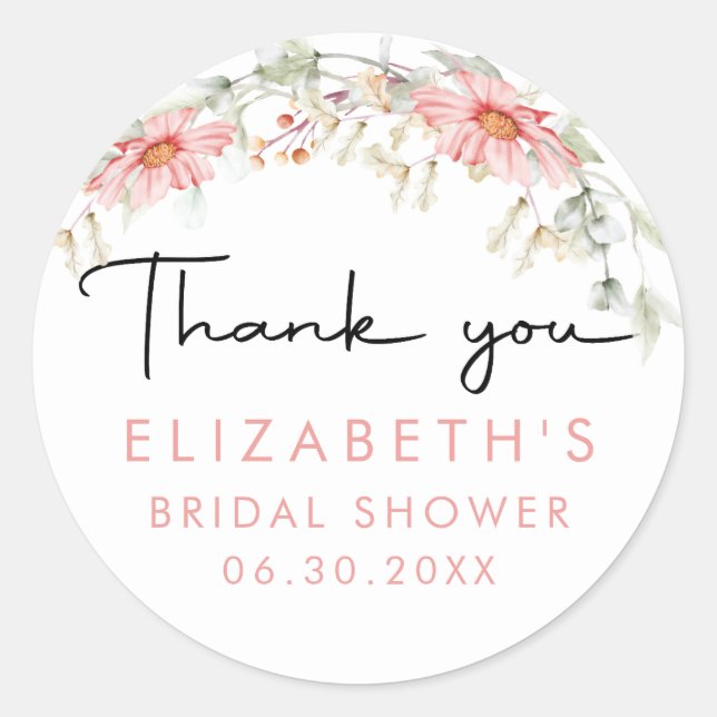 Rustic Wildflowers Thank You Classic Round Sticker (Front)
