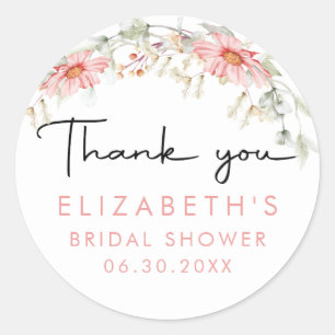 Rustic Wildflowers Thank You Classic Round Sticker