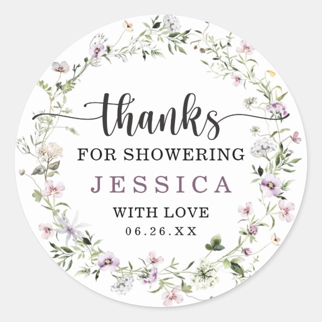 Rustic Wildflowers Thank You Favour Square Sticker (Front)