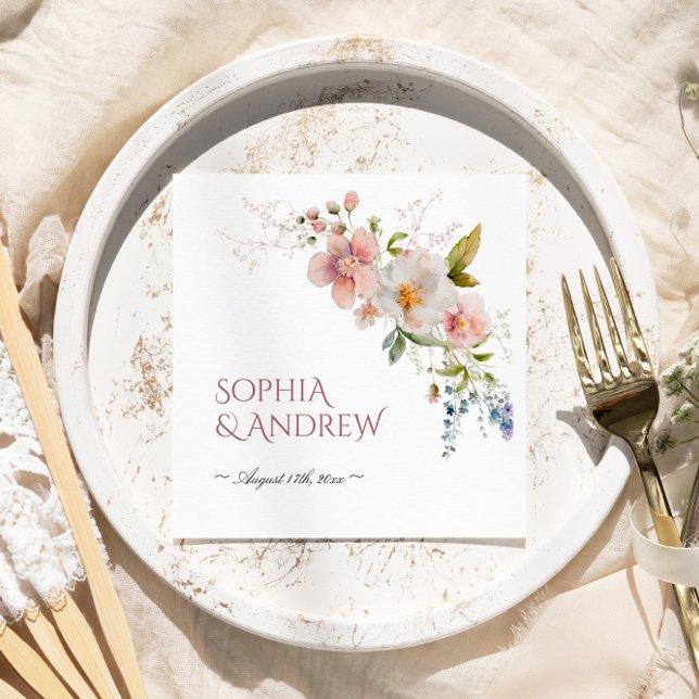 Rustic Wildflowers Wedding Napkins (Creator Uploaded)
