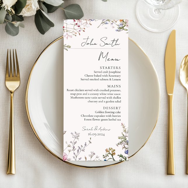 Rustic Wildflowers Wedding Personalised Menu (Creator Uploaded)