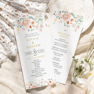 Rustic Wildflowers Wedding Programs Programme