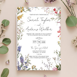 Rustic Wildflowers Wedding Reception Invitation