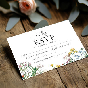 Rustic Wildflowers Wedding RSVP Card