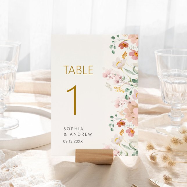 Rustic Wildflowers Wedding Table Numbers 1 (Creator Uploaded)
