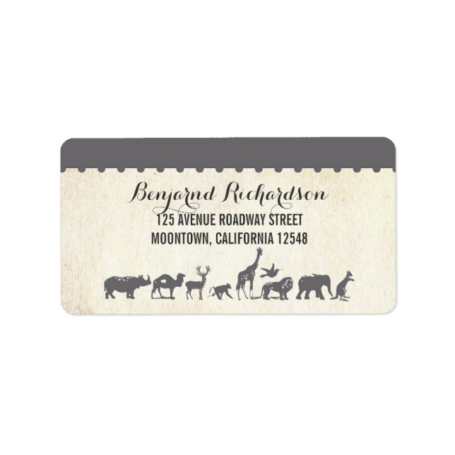 rustic wildlife animal zoo wedding address labels (Front)