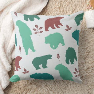 Rustic Wildlife Bear Pattern Cushion