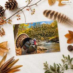 Rustic Wildlife Thanksgiving Tom Turkey Nature Holiday Card