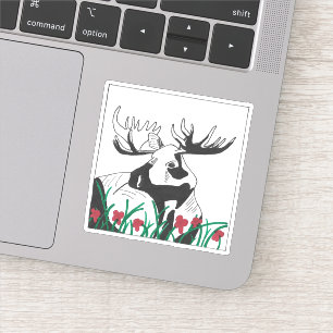 Rustic Wildlife Woodland Wildflowers Moose