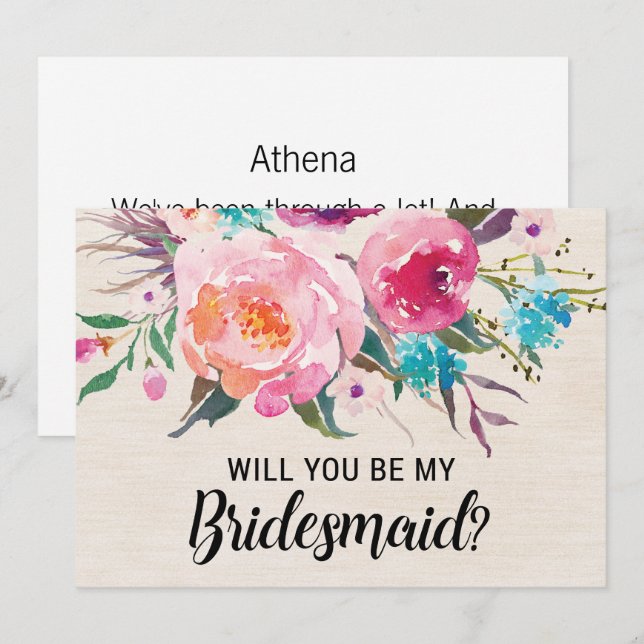 Rustic Will You be My Bridesmaid Card (Front/Back)
