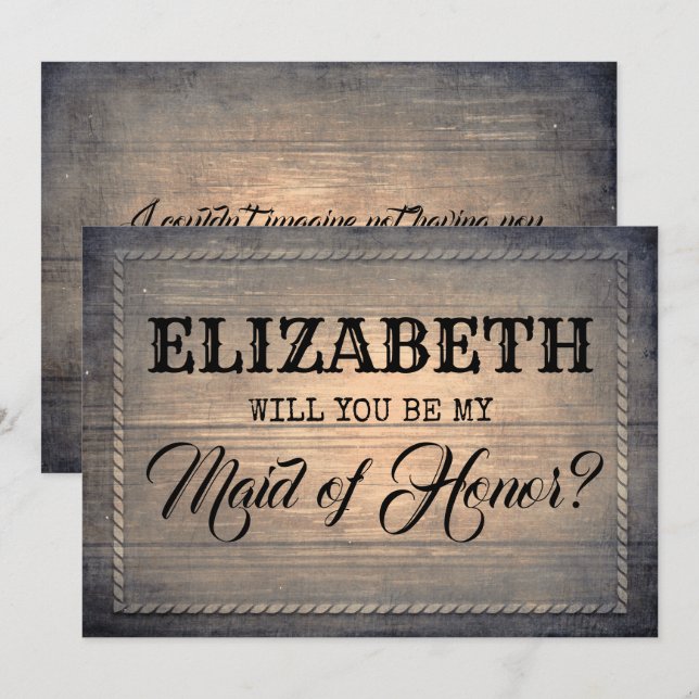 Rustic Will You Be My Maid of Honour | Bridesmaid Invitation (Front/Back)