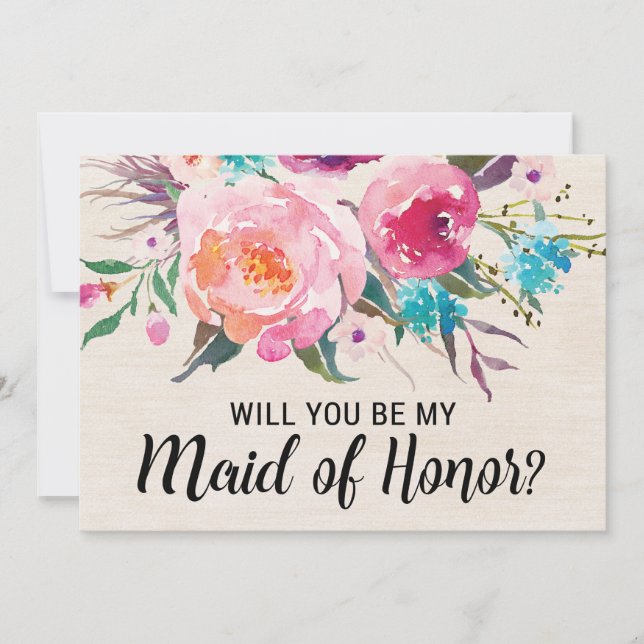 Rustic Will You be my Maid of Honour Card (Front)