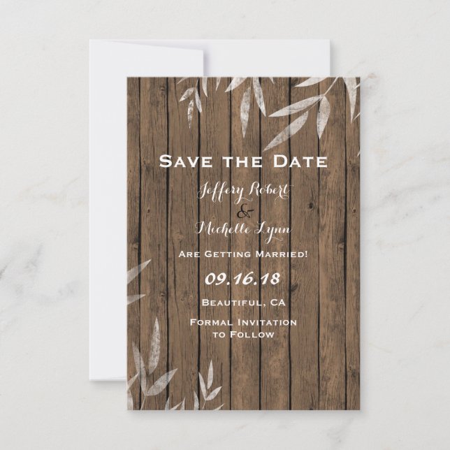 Rustic Willow on Wood Wedding Save The Date (Front)