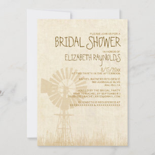 Rustic Windmill Bridal Shower Invitations