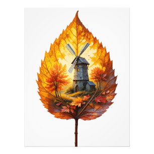 Rustic Windmill in Autumn Glow Photo Print