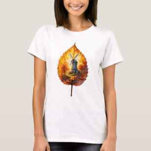 Rustic Windmill in Autumn Glow T-Shirt
