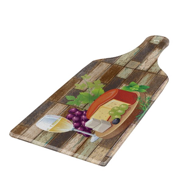 Rustic Wine And Cheese Cutting Board (Corner)