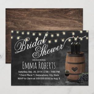Rustic Wine Barrel Chalkboard Bridal Shower Invitation
