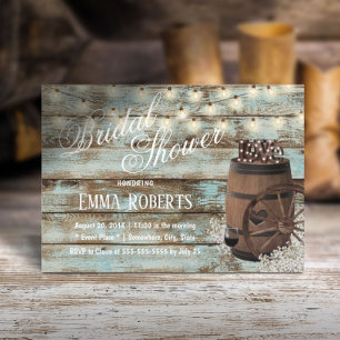 Rustic Wine Barrel Country Floral Bridal Shower Invitation