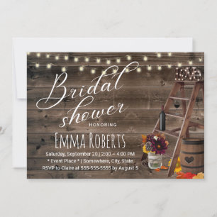 Rustic Wine Barrel & Ladder Autumn Bridal Shower Invitation