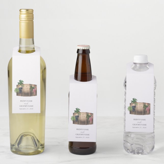 Rustic Wine Barrel Winery Vineyard Wedding Bottle Tag (In Situ)