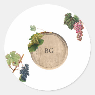 Rustic Wine Barrel Winery Vineyard Wedding Classic Round Sticker