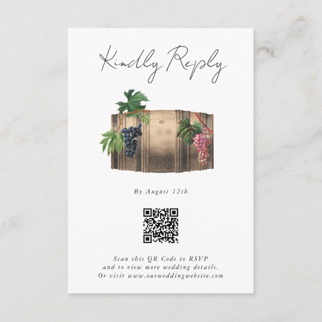 Rustic Wine Barrel Winery Vineyard Wedding Enclosure Card (Front)