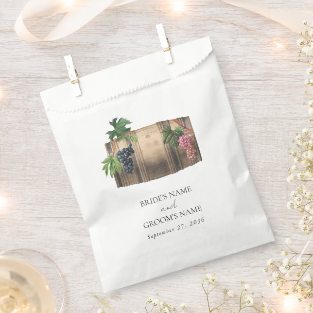 Rustic Wine Barrel Winery Vineyard Wedding Favour Bags (Clipped)