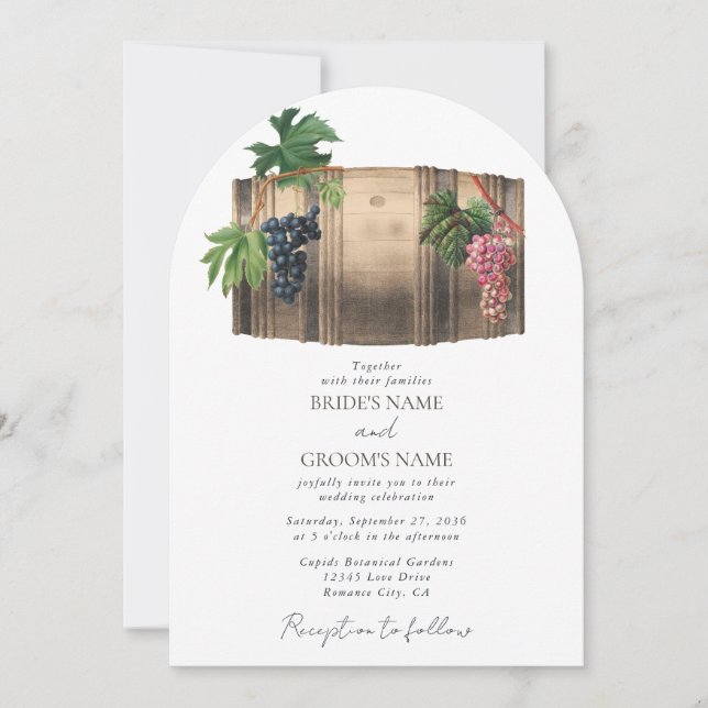 Rustic Wine Barrel Winery Vineyard Wedding Invitation (Front)