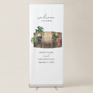 Rustic Wine Barrel Winery Vineyard Wedding Retractable Banner