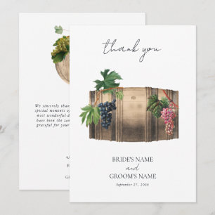 Rustic Wine Barrel Winery Vineyard Wedding Thank You Card